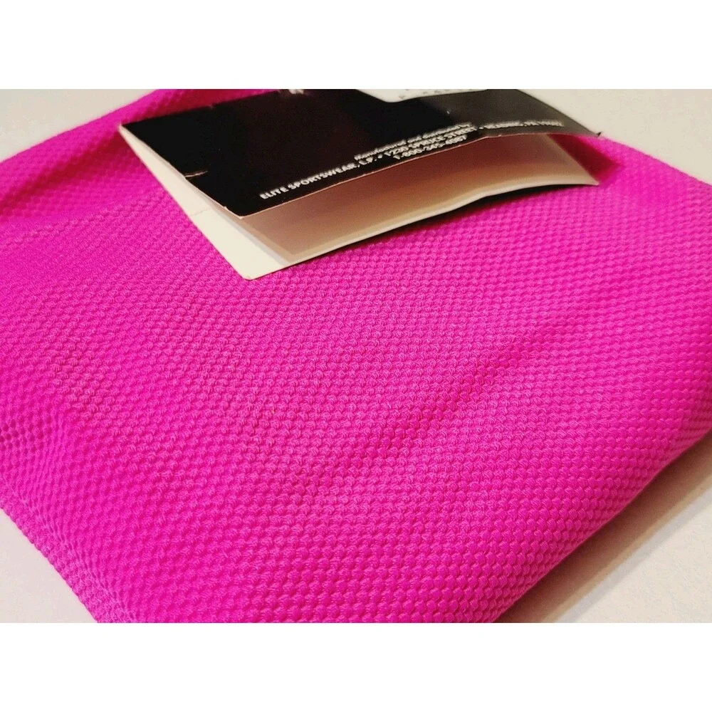 GK Elite VTG 90s AS Bright Pink Waffle Leotard Stretch Long Sleeve NWT Adult S